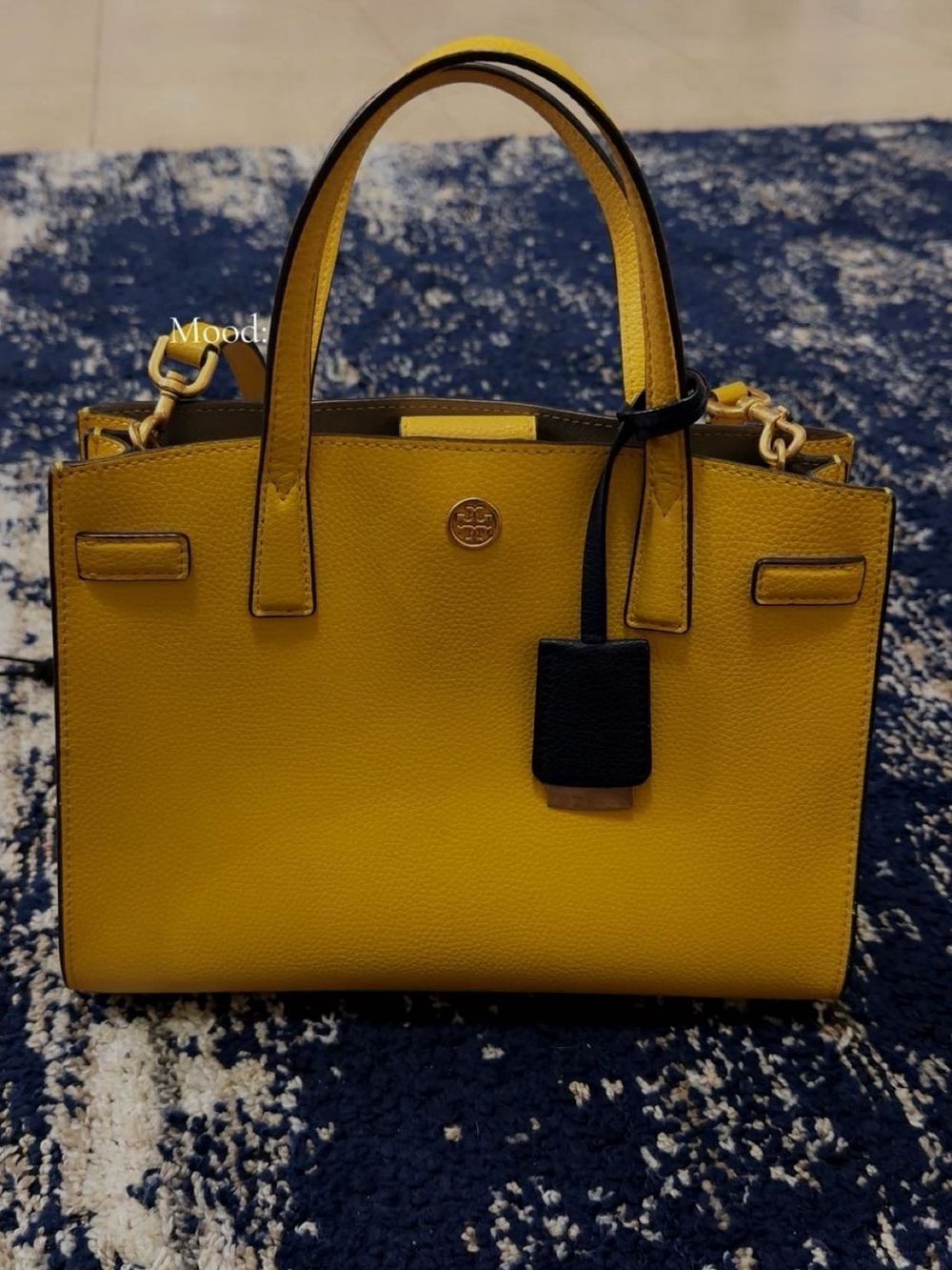 Tory Burch Yellow Leather Satchel with Black Tag